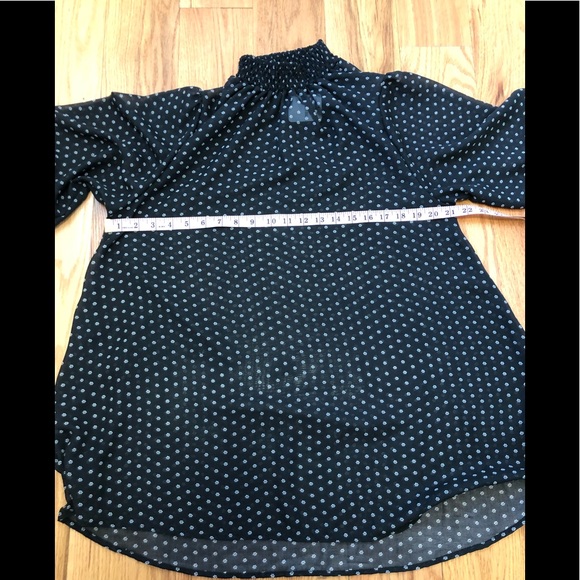 Free People Sheer Mock Neck Black & White flowy top - Picture 5 of 11